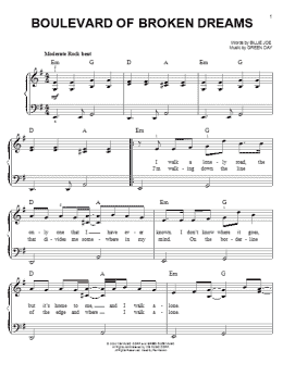 page one of Boulevard Of Broken Dreams (Easy Piano)
