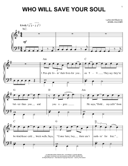 page one of Who Will Save Your Soul (Easy Piano)