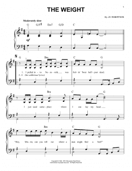 page one of The Weight (Very Easy Piano)