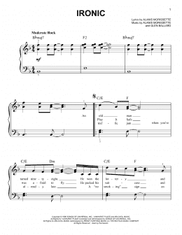 page one of Ironic (Easy Piano)
