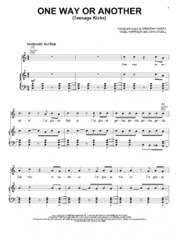 page one of One Way Or Another (Teenage Kicks) (Piano, Vocal & Guitar Chords (Right-Hand Melody))