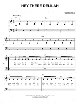 page one of Hey There Delilah (Easy Piano)