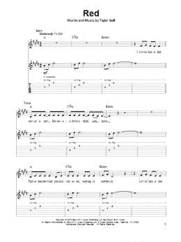 page one of Red (Guitar Tab (Single Guitar))