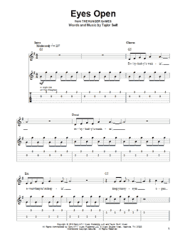 page one of Eyes Open (Guitar Tab (Single Guitar))