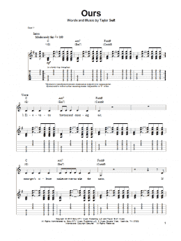 page one of Ours (Guitar Tab (Single Guitar))