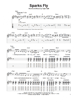 page one of Sparks Fly (Guitar Tab (Single Guitar))