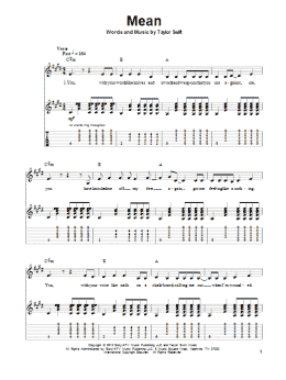 page one of Mean (Guitar Tab (Single Guitar))