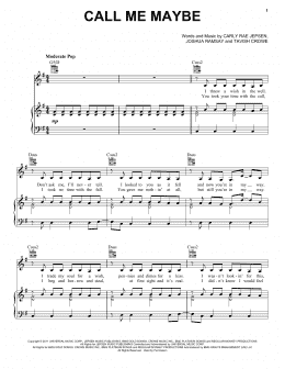 page one of Call Me Maybe (Piano, Vocal & Guitar Chords (Right-Hand Melody))