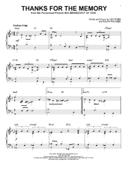 page one of Thanks For The Memory (arr. Brent Edstrom) (Piano Solo)
