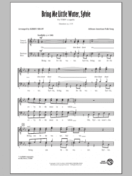 page one of Bring Me Lil'l Water, Sylvie (TTBB Choir)