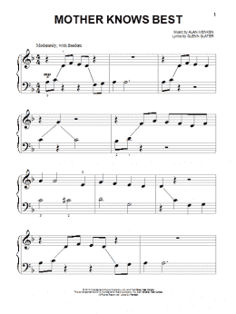 page one of Mother Knows Best (from Disney's Tangled) (Beginning Piano Solo)