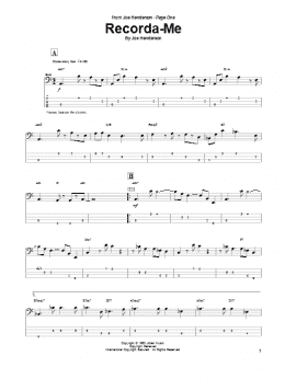 page one of Recorda Me (Bass Guitar Tab)