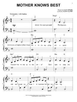 page one of Mother Knows Best (from Disney's Tangled) (Big Note Piano)