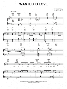 page one of Wanted Is Love (Piano, Vocal & Guitar Chords (Right-Hand Melody))