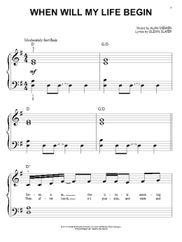 page one of When Will My Life Begin? (from Tangled) (Big Note Piano)