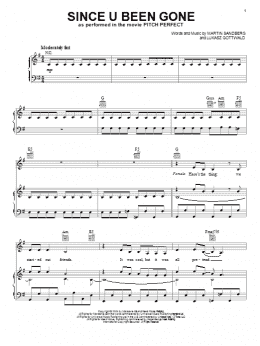 page one of Since U Been Gone (Piano, Vocal & Guitar Chords (Right-Hand Melody))