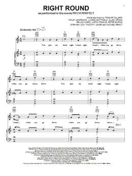 page one of Right Round (Piano, Vocal & Guitar Chords (Right-Hand Melody))