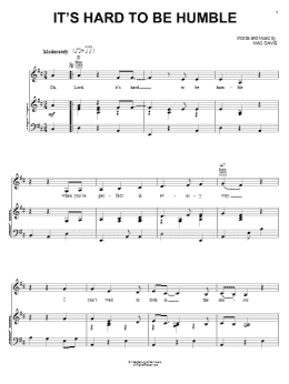 page one of It's Hard To Be Humble (Piano, Vocal & Guitar Chords (Right-Hand Melody))