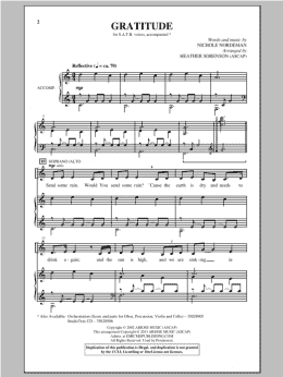 page one of Gratitude (arr. Heather Sorenson) (SATB Choir)