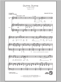 page one of Durme, Durme (SATB Choir)