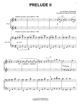 page one of Prelude II (Andante Con Moto E Poco Rubato) (Piano Duet)