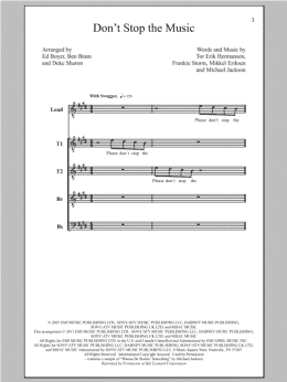 page one of Don't Stop The Music (arr. Deke Sharon) (TTBB Choir)
