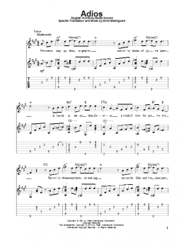 page one of Adios (Solo Guitar)