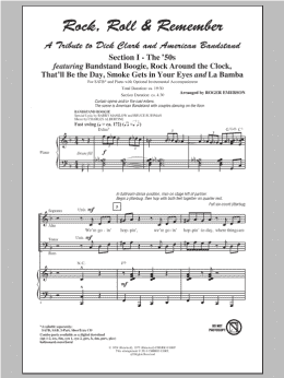 page one of Rock, Roll & Remember: A Tribute To Dick Clark & American Bandstand (Medley) (SATB Choir)