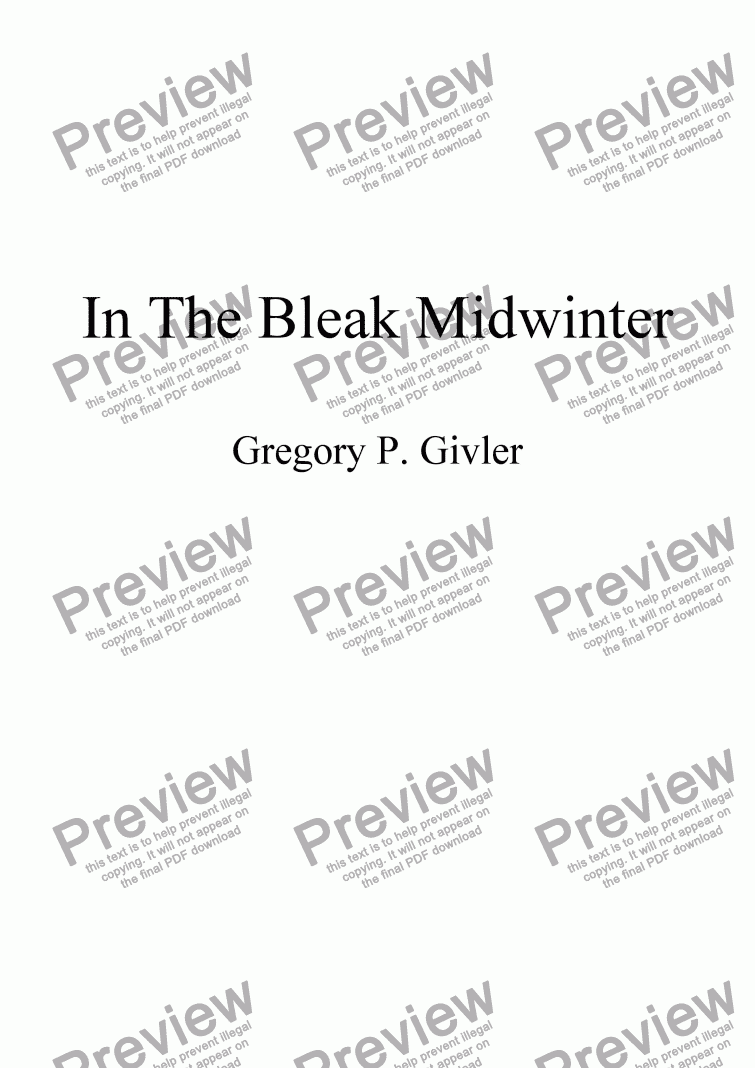 page one of In The Bleak Midwinter