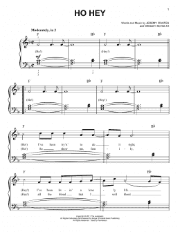 page one of Ho Hey (Very Easy Piano)