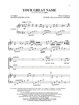 page one of Your Great Name (SATB Choir)