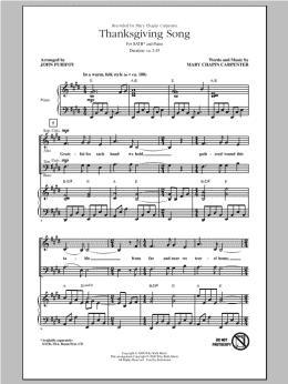 page one of Thanksgiving Song (arr. John Purifoy) (SATB Choir)
