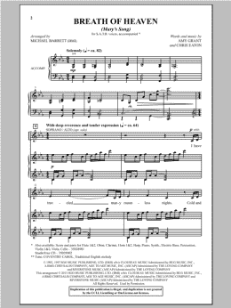 page one of Breath Of Heaven (Mary's Song) (SATB Choir)