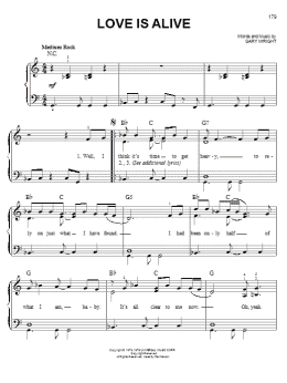 page one of Love Is Alive (Easy Piano)