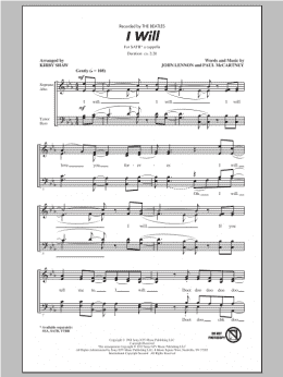 page one of I Will (arr. Kirby Shaw) (SATB Choir)