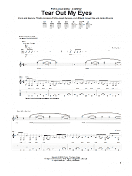 page one of Tear Out My Eyes (Guitar Tab)