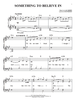 page one of Something To Believe In (from Newsies) (Easy Piano)