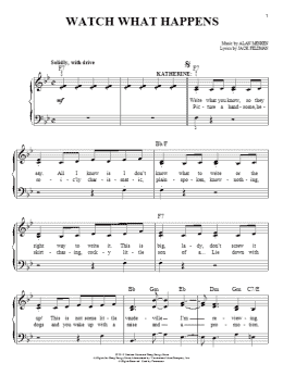 page one of Watch What Happens (Easy Piano)
