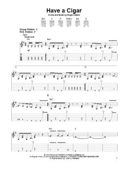 page one of Have A Cigar (Easy Guitar Tab)