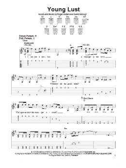 page one of Young Lust (Easy Guitar Tab)