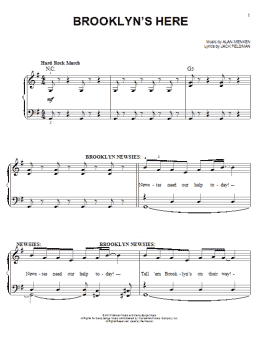 page one of Brooklyn's Here (from Newsies) (Easy Piano)