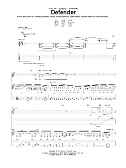 page one of Defender (Guitar Tab)