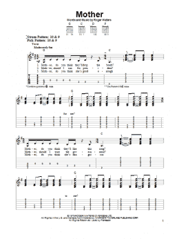 page one of Mother (Easy Guitar Tab)