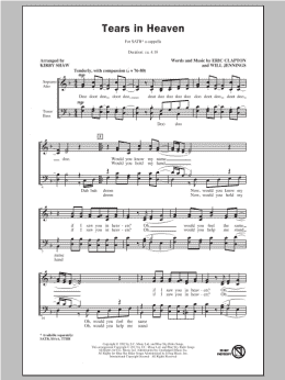 page one of Tears In Heaven (arr. Kirby Shaw) (SATB Choir)