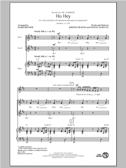 page one of Ho Hey (arr. Mark Brymer) (2-Part Choir)