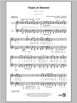 page one of Tears In Heaven (arr. Kirby Shaw) (SSA Choir)