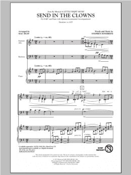 page one of Send In The Clowns (from A Little Night Music) (arr. Mac Huff) (SAB Choir)