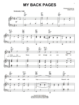 page one of My Back Pages (Piano, Vocal & Guitar Chords (Right-Hand Melody))