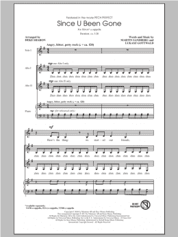 page one of Since U Been Gone (as performed in Pitch Perfect) (arr. Deke Sharon) (SSA Choir)