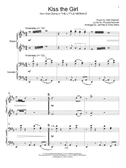 page one of Kiss The Girl (from The Little Mermaid) (Piano Duet)